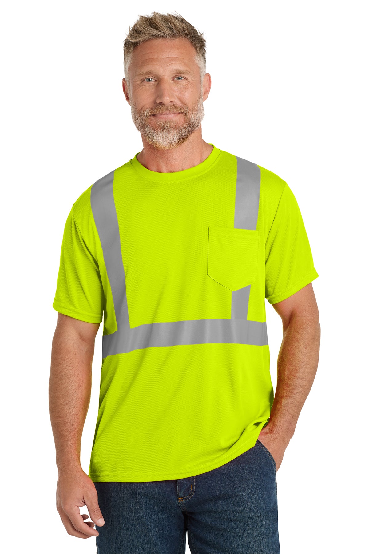 CORNERSTONE- SAFETY YELLOW CLASS 2 MESH TSHIRT *