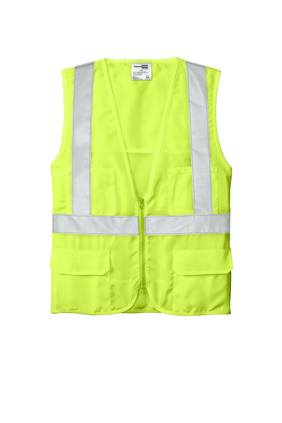 CORNER STONE - SAFETY YELLOW- MESH BACK SAFETY VEST