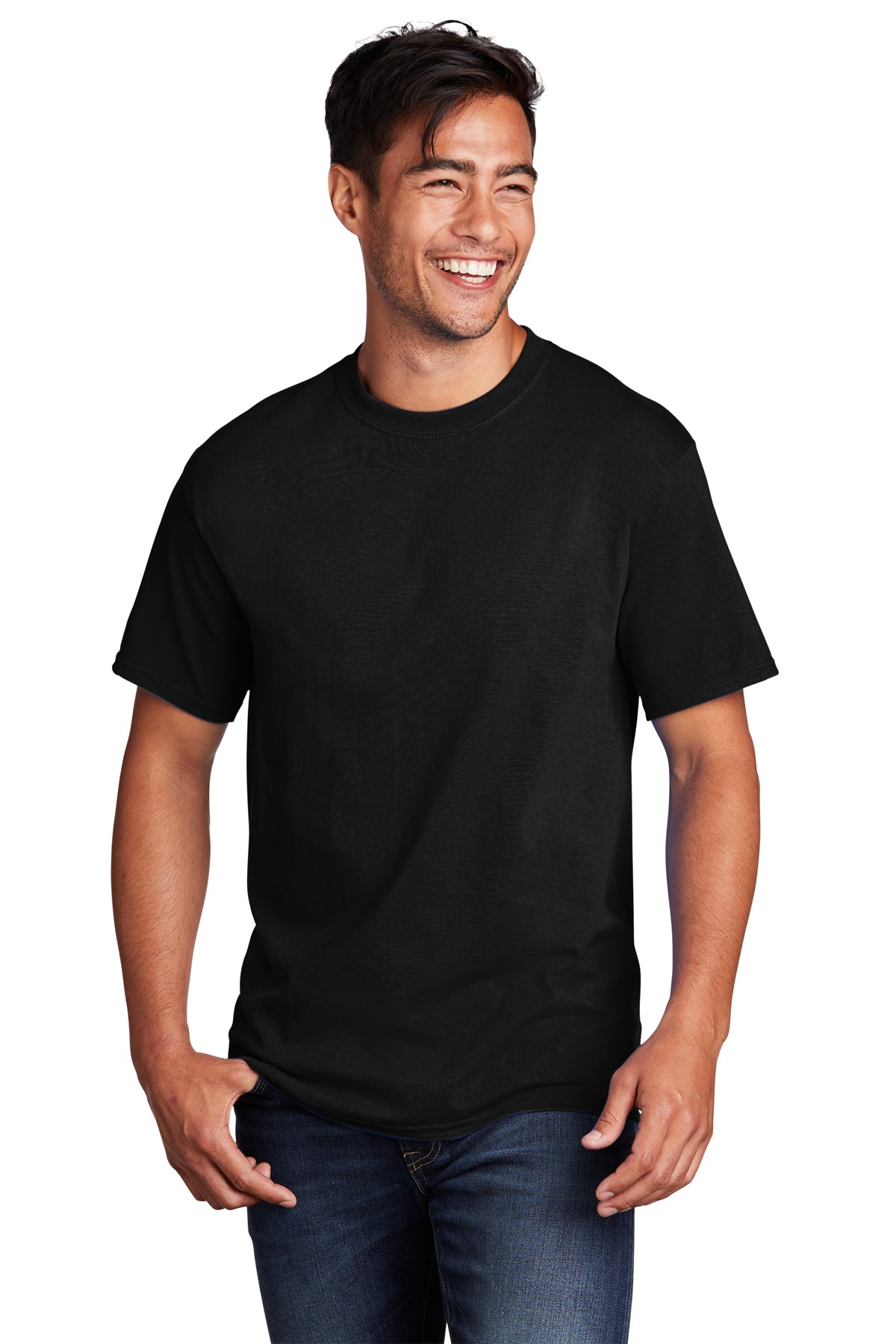 PORT & CO - CORE COTTON JET BLACK T -SHIRT