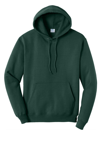 PORT & CO - DARK GREEN - FLEECE PULLOVER HOODIE SWEATSHIRT