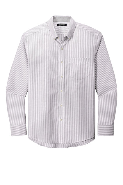 PORT AUTHORITY - GUSTY GREY/WHITE STRIPE LONG SLEEVE SHIRT *