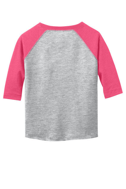 RABBIT SKIN - HEATHER/VINTAGE HOT PINK TODDLER BASEBALL TEE