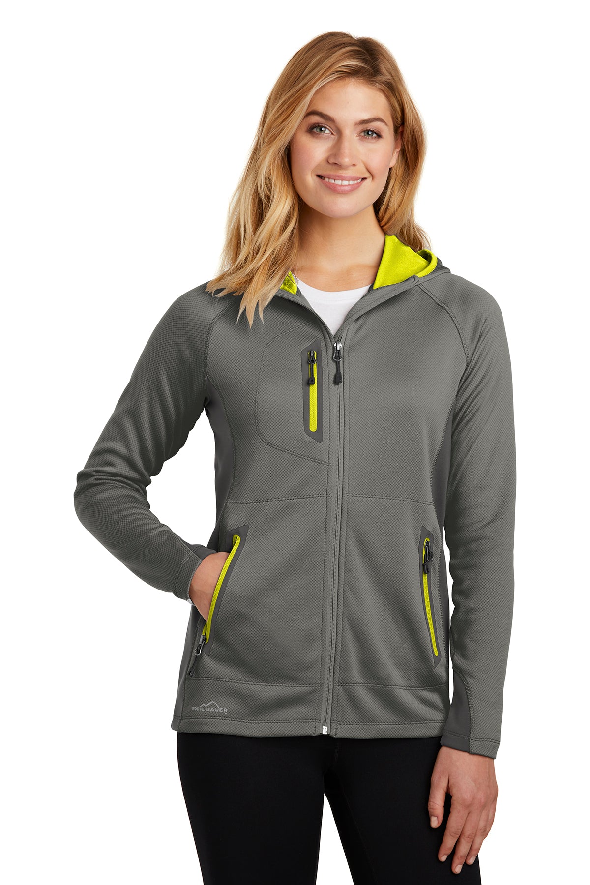 EDDIE BAUER- METAL GREY/GREY STEEL/CITRON WOMENS FLEECE JACKET *