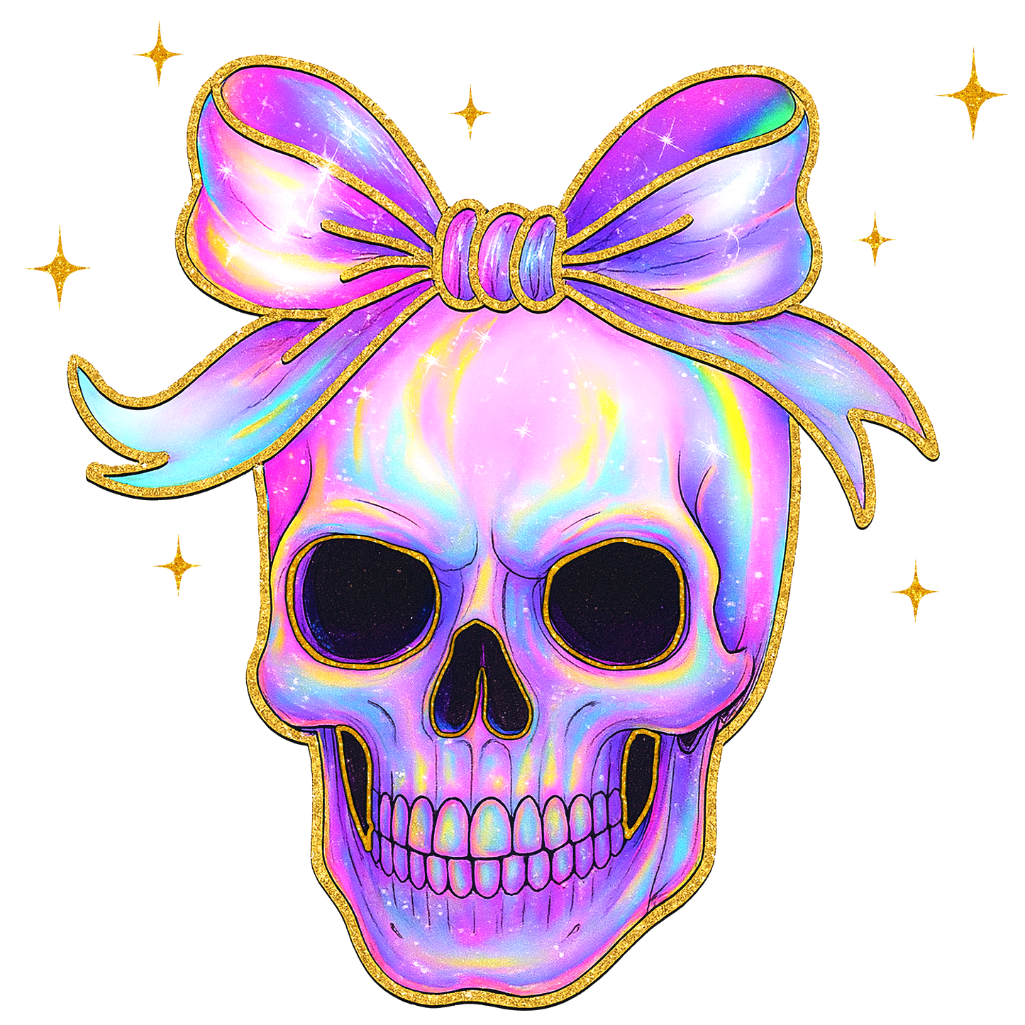 IRIDESCENT SKULL WITH BOW