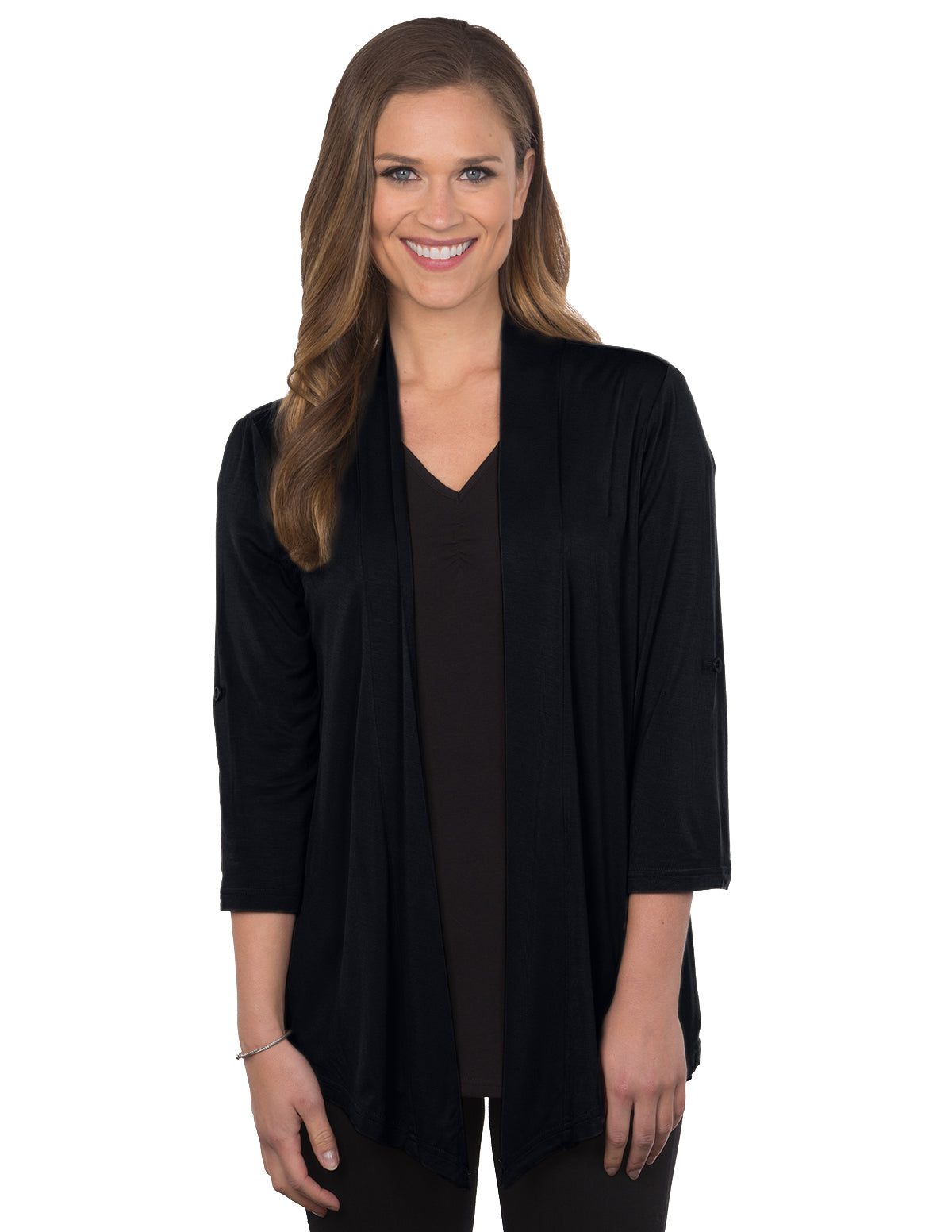 LILAC BLOOM - BLACK 3/4 SLEEVE CARDIGAN *