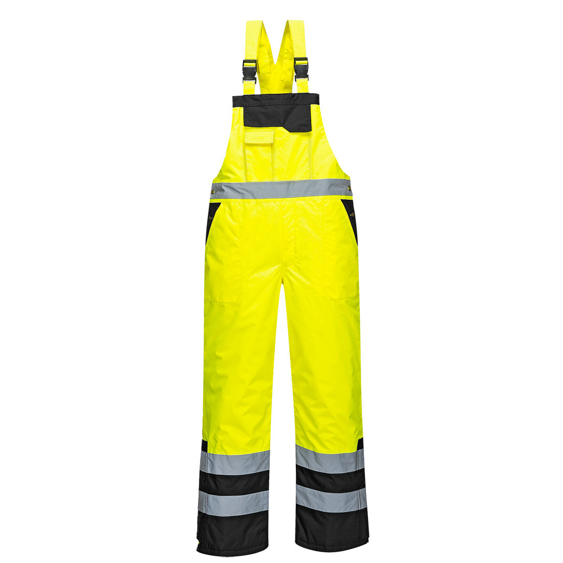 PORTWEST- YELLOW/BLACK HI-VIS WINTER BIB OVERALL *