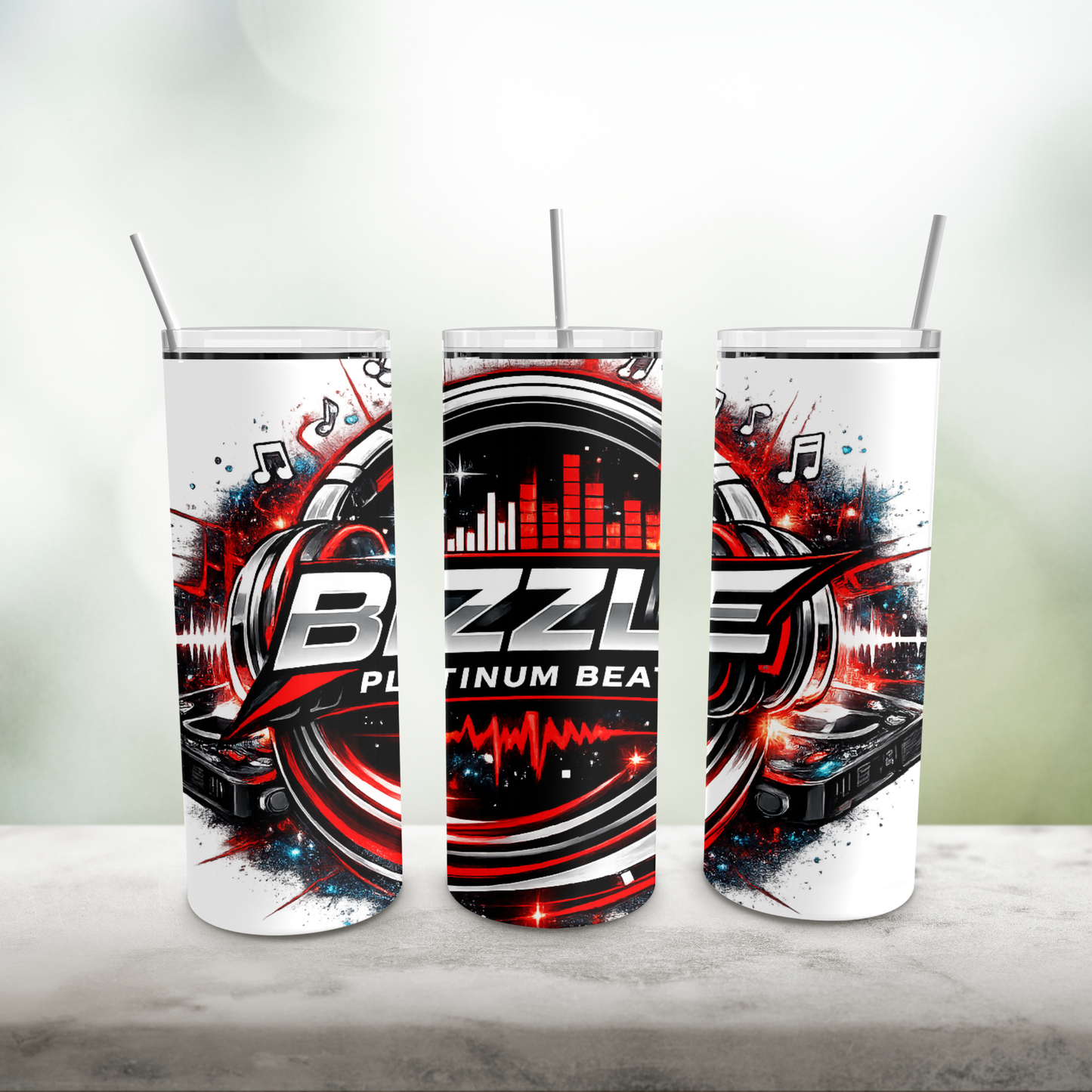 BIZZLE PLATINUM BEATS 20 OZ TUMBLER W/ STRAW