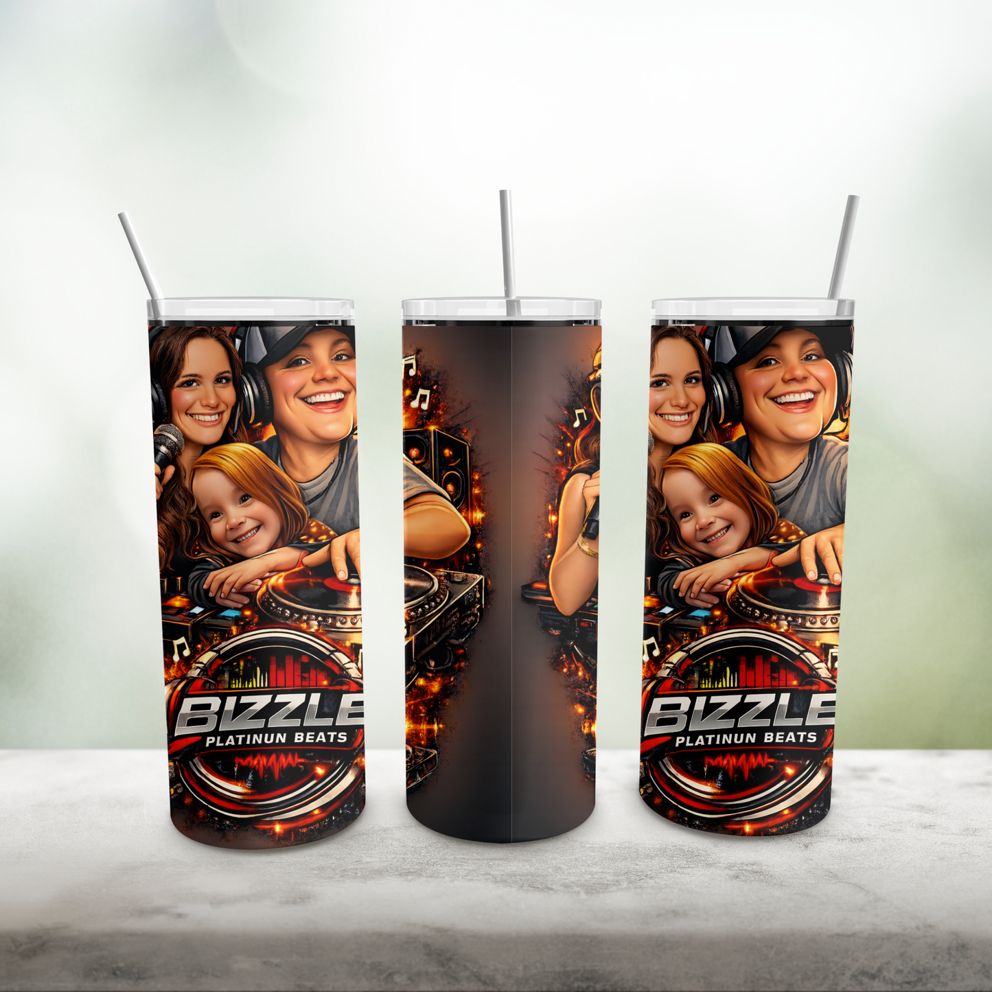 BIZZLE PLATINUM BEATS 20 OZ TUMBLER W/ STRAW