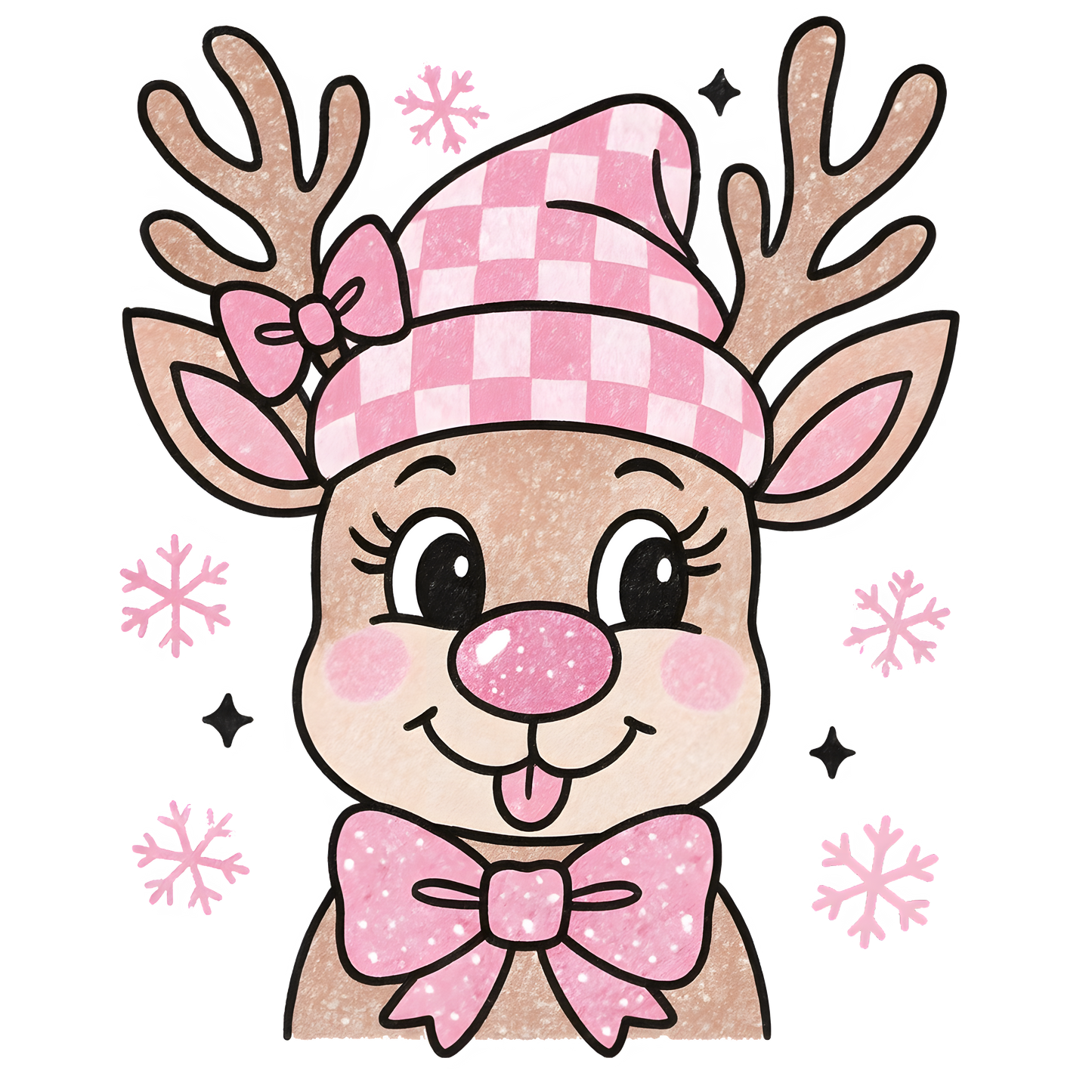 STOCKING HAT GIRL REINDEER