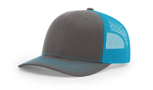 RICHARDSON - 112- CHARCOAL NEON BLUE MESH