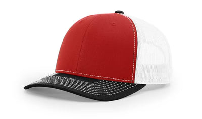 RICHARDSON - RED/WHITE/W BLACK BILL MESH ADJ