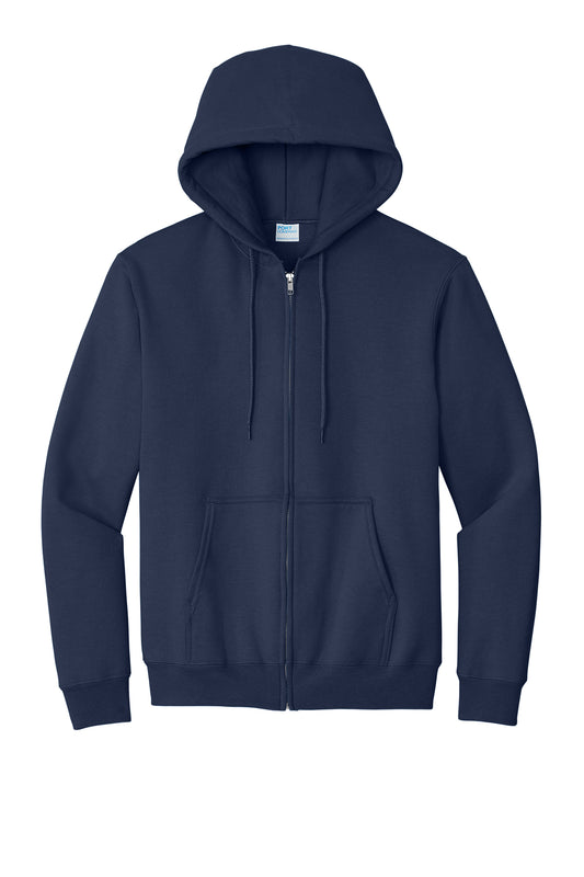 PORT & CO - NAVY- FULL ZIP HOODIE TALL