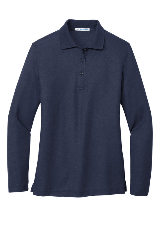 PORT AUTHORITY- NAVY WOMENS LONG SLEEVE POLO