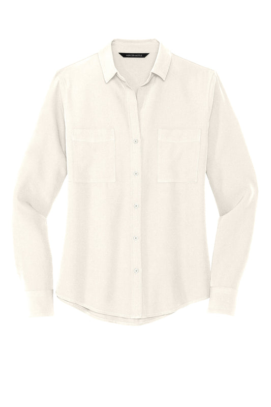 MERCER + METTLE - IVORY CHIFFON- WOMENS LONG SLEEVE BLOUSE