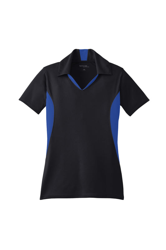 SPORT - TEK - BLACK/TRUE ROYAL WOMENS POLO