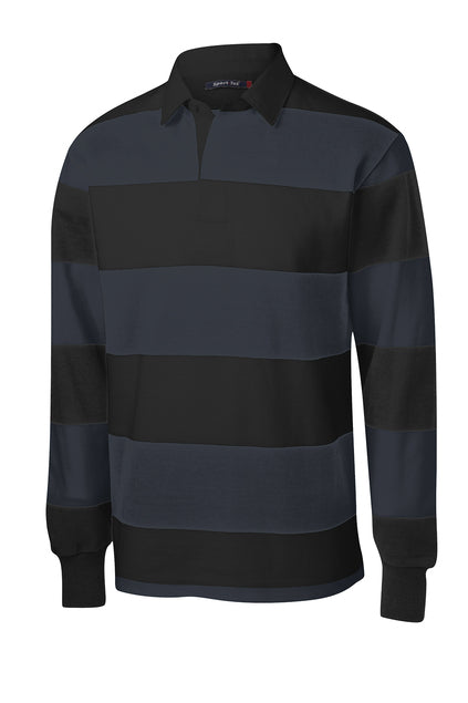 SPORT - TEK - BLACK/GRAPHITE LONG SLEEVE POLO