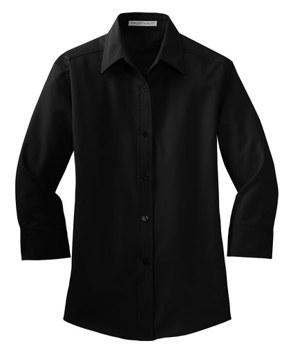 PORT AUTHORITY - BLACK WOMENS 3/4 SLEEVE EASY CARE SHIRT
