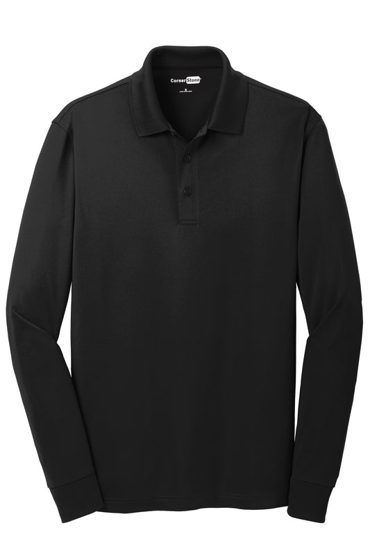 CORNERSTONE-BLACK LONG SLEEVE POLO