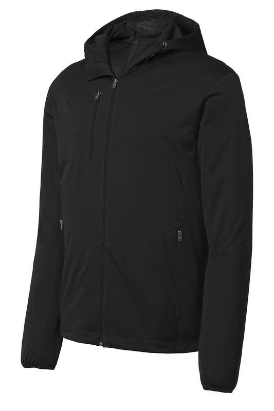PORT AUTHORITY - DEEP BLACK HOODED SOFT SHELL JACKET