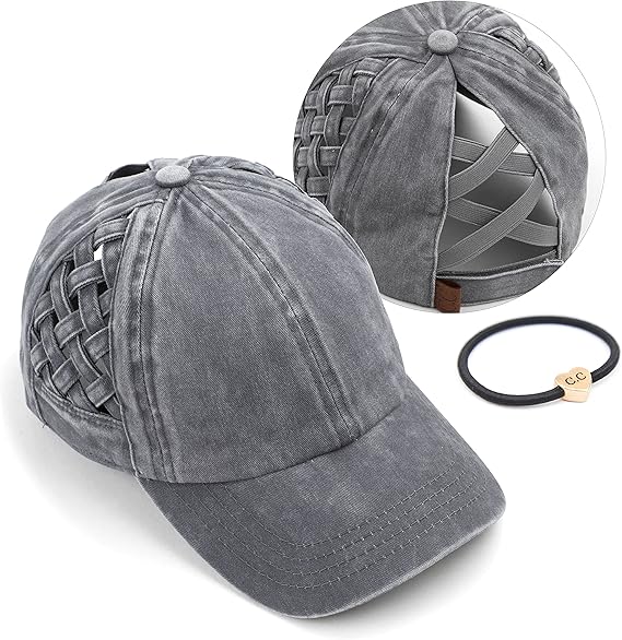 C.C. PONY TAIL CRISS CROSS- WEAVE GREY