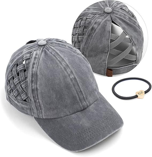 C.C. PONY TAIL CRISS CROSS- WEAVE GREY