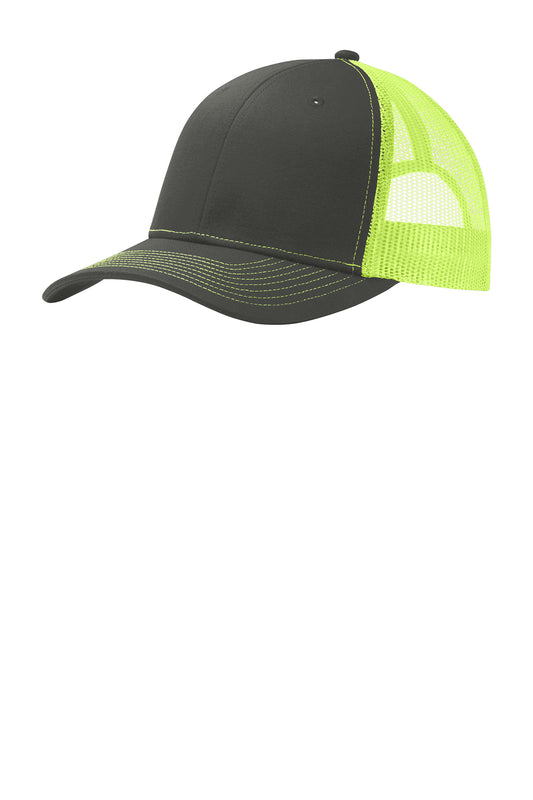 PORT AUTHORITY - STEEL GRAY/NEON YELLOW - MESH - ADJUSTABLE