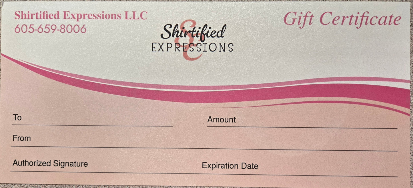 SHIRTIFIED EXPRESSIONS GIFT CARD