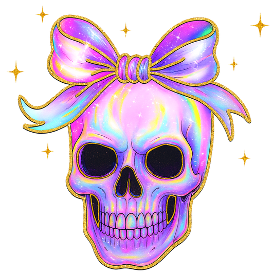 IRIDESCENT SKULL WITH BOW