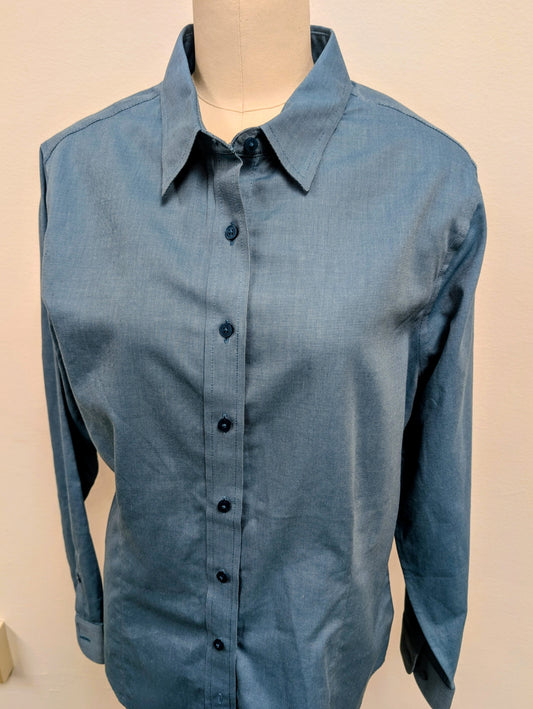 RED HOUSE - TEAL BLUE WOMENS LONG SLEEVE SHIRT  *