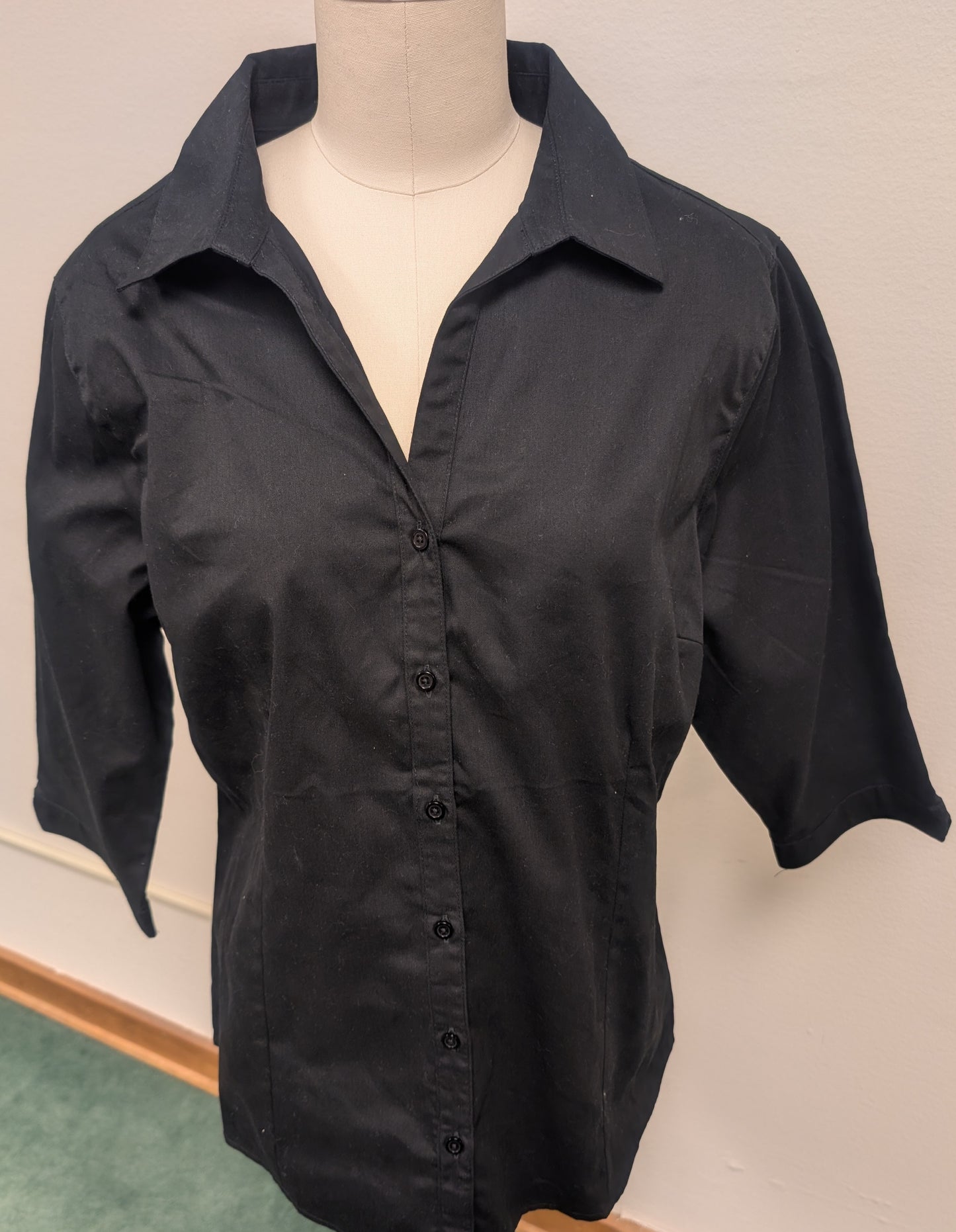 PORT AUTHORITY - BLACK - WOMENS 3/4 SLEEVE BLOUSE