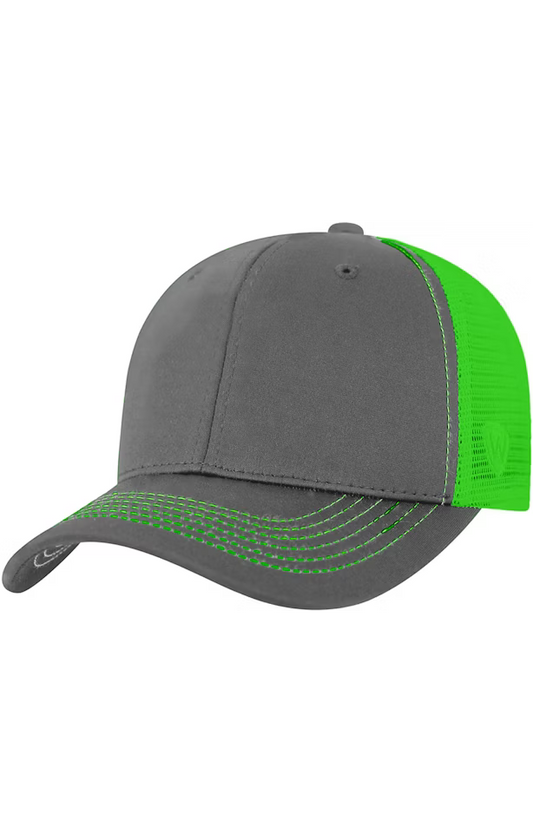 TOP OF THE WORLD CHARCOAL/NEON GREEN -MESH-ADJ