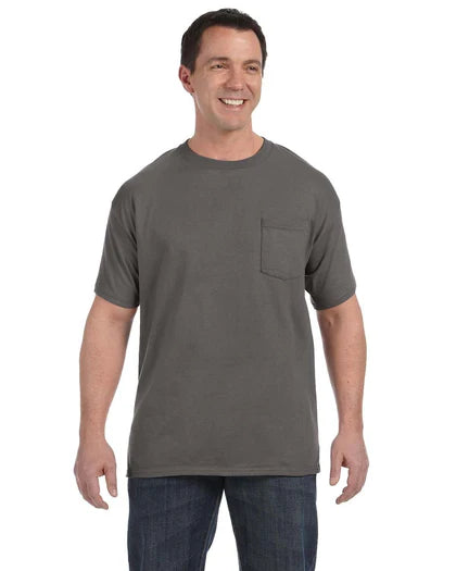 HANES-AUTHENTIC-POCKET TEE- SMOKE GRAY
