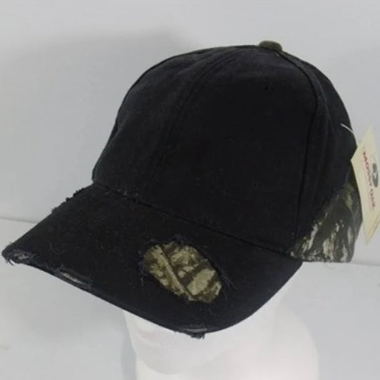 OC-MOSSY OAK-BLACK/DISTRESSED CAMO BALL CAP