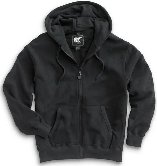 WHITE BEAR - BLACK FULL ZIP SWEATSHIRT